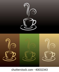 coffee cup icon in 4 colored