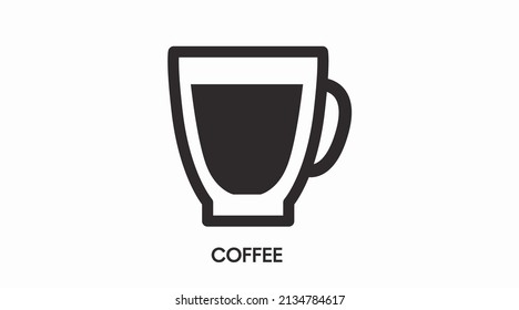 Icono de la Copa del Café. Ilustración vectorial en blanco y negro de una taza de café