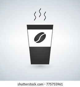 Coffee cup icon with coffee bean