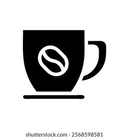 Coffee cup icon with coffee bean. Concept of coffee shop, cafe, and break.