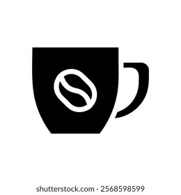 Coffee cup icon with coffee bean. Concept of coffee, cafe, and morning.