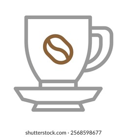 Coffee cup icon with coffee bean. Concept of coffee shop, cafe, and break.
