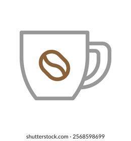 Coffee cup icon with coffee bean. Concept of coffee shop, cafe, and morning.