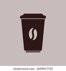 Coffee cup icon with bean logo isolated on white background. Vector illustration