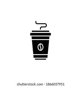 Icono de café con granos de café. Icono de taza de café desechable. Símbolo de la taza de papel. Ilustración del vector