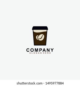 coffee cup icon with coffee beans logo, Vector illustration