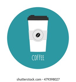 Coffee cup icon with coffee beans logo, Vector illustration of Plastic coffee cup in flat design.