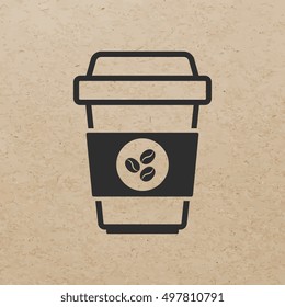 Coffee cup icon with coffee beans logo - Vector
