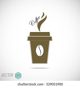 Coffee cup icon with coffee beans. Vector design