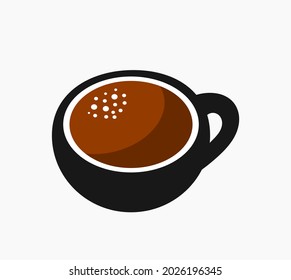 Kaffeetassen-Ikone, schwarzer Espresso-Kaffee. Vektorgrafik.