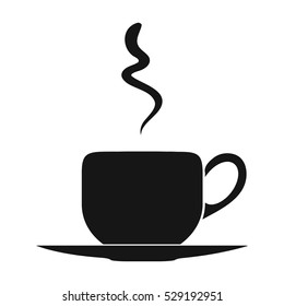 Coffee cup icon in black style isolated on white background. Restaurant symbol stock vector illustration.