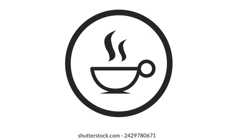 Coffee Cup Icon. Black and White isolated cup of coffee illustration