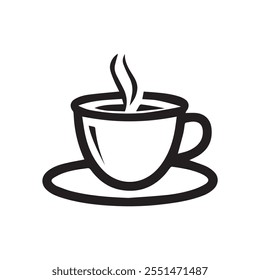 a coffee cup Icon black and white color vector design.