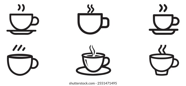 a coffee cup Icon black and white color vector design.