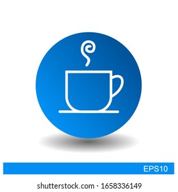 Coffee cup icon in the blue circle. Vector illustration on white background