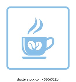 Coffee cup icon. Blue frame design. Vector illustration.