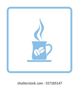 Coffee cup icon. Blue frame design. Vector illustration.