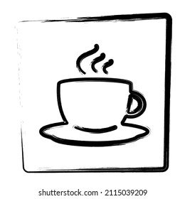 Coffee cup icon. Brush frame. Vector illustration.