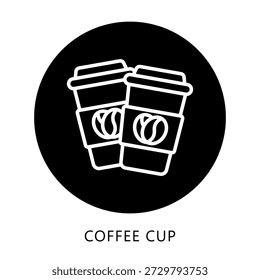 Botón De Icono De Taza De Café, Mini Ilustración Relacionada Con La Comida, Gastronomía. Uso Para El Concepto Moderno, Ui, Web Ux Y Desarrollo De App.