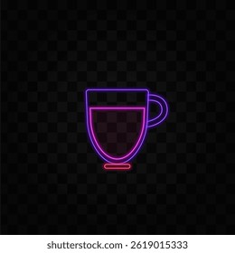 Coffee cup icon. ceramic cup of hot tea or coffee drink. neon..