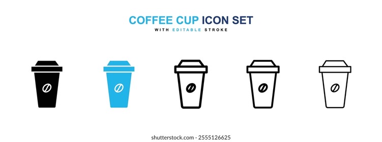 coffee cup icon collection in black and blue colors