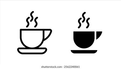 Coffee cup Icon collection in filled and stroke style.