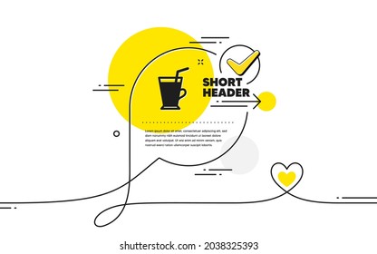 Icono de taza de café. Burbuja de chat de marca de línea continua. Señal de latte caliente. Símbolo de taza para beber té. Icono del café en el comentario del chat. Habla con un cartel cardíaco. Vector