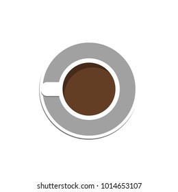 Coffee cup icon. Delicious coffee top view on white background.