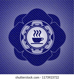 coffee cup icon with denim texture