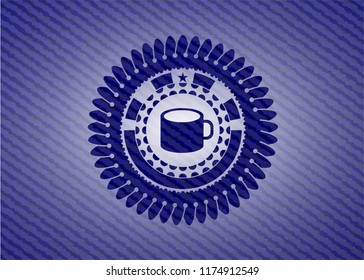 coffee cup icon with denim texture