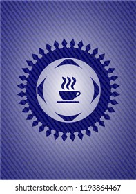 coffee cup icon with denim texture