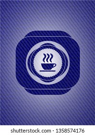 coffee cup icon with denim texture