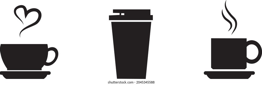 Design der Kaffeetasse und schwarzes Logo