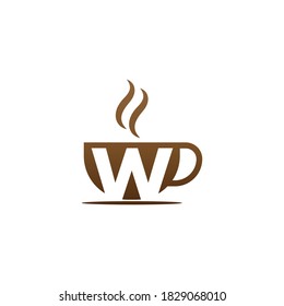 Icono de café letra de diseño logotipo W