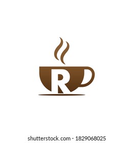 Coffee cup icon design letter R  logo concept