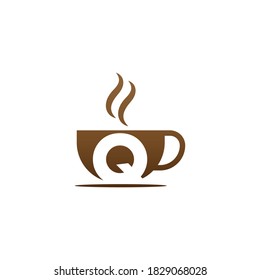 Coffee cup icon design letter Q  logo concept