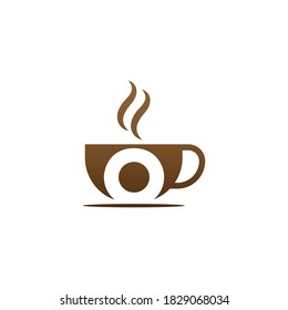 Coffee cup icon design letter O  logo concept