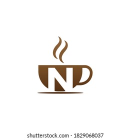 Coffee cup icon design letter N  logo concept