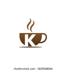 Coffee Cup Icon Design Letter K  Logo Concept