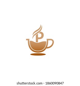 Coffee cup icon design letter P  logo concept