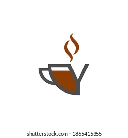 Coffee cup icon design letter Y  logo concept template