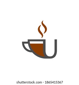 Coffee cup icon design letter U  logo concept template