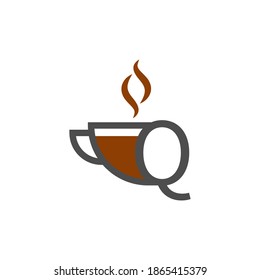 Coffee cup icon design letter Q  logo concept template