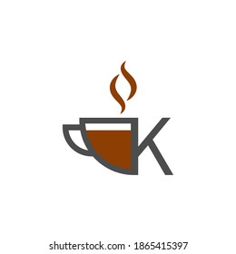 Coffee Cup Icon Design Letter K  Logo Concept Template