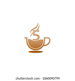 Coffee cup icon design number 5 logo concept