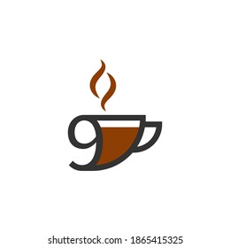 Plantilla de concepto de logotipo del icono del café de la copa de café número 9