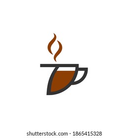 Coffee cup icon design number 7 logo concept template