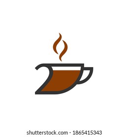 Coffee cup icon design number 2 logo concept template