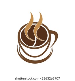 Diseño de iconos de la taza de café. Ilustración vectorial del logotipo del ffeeshop de plantilla