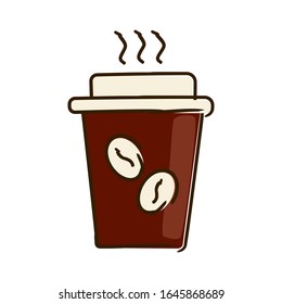 Coffee cup icon, doodle illustration